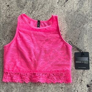 Savage X Fenty Neon Pink Lace Sports Bra